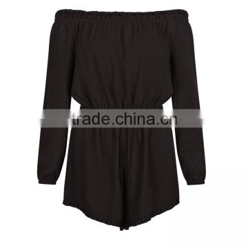 Plus Size Jumpsuit Playsuit 2016 For Women Long Sleeve Off Shoulder Black Romper