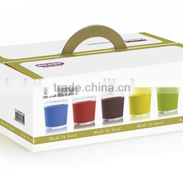 Stained color glass cup from chinese tea water glass borosilicate glass manufacturers gift set