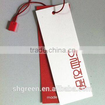 South korea garment hangtag with seal tag