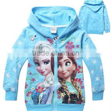 wholesale baby girls frozen zipper hoodies kids elsa cartoon sweatshirts