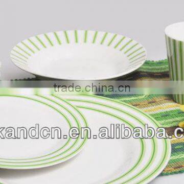 KC-00144/dinner set ceramic/ green stripe plate and mug