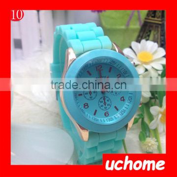 UCHOME promotional advertising quartz watches for lady cheap silicone band women geneva watch