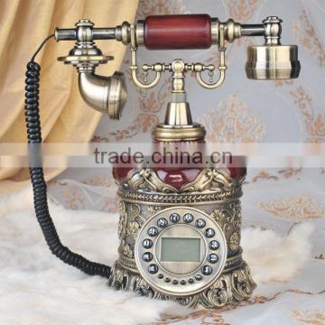 Rotary dial antique wooden telephone