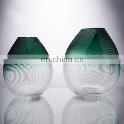 Fashion Modern Green Clear Cylinder Color Flower Glass Vase With Small Mouths