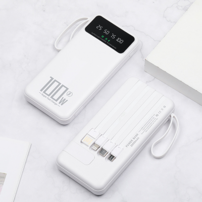 Super fast charge with line portable 100W large capacity mobile charger 20000 mah power bank creative gift OEM brand