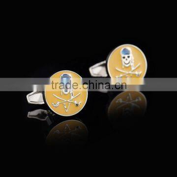 customized metal soft enamel metal skull cufflinks