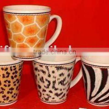 factory outlet V shaped full decal printing christmas ceramic porcelain mug cup