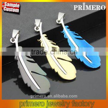 New Arrival Fashion Jewelry For Women Men Stainless Steel Feather Pendants Necklaces