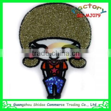 Fashion custom cute girl design embroidery lace patch for garment decoration