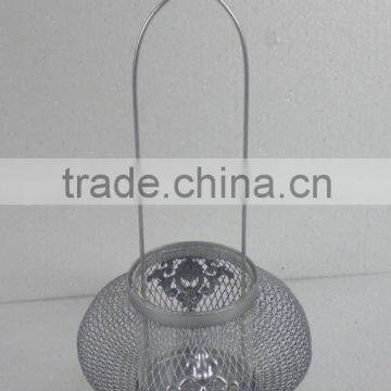 8009232- round metal wire candle lantern