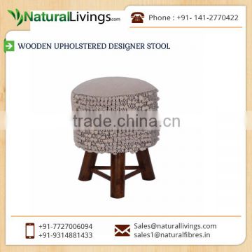 Simple and Sober Look Wooden Upholstered Designer Stool for Living Room
