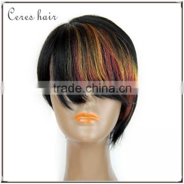 three tones fashional short human hair wig british hair wigs for yong women