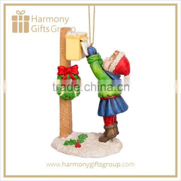 To Santa Letter Girl Resin Figure Chinese Christmas Items Ornament