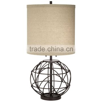 11.21-14 black Iron Double pull chain Alloy Globe Table Lamp with Drum Shade