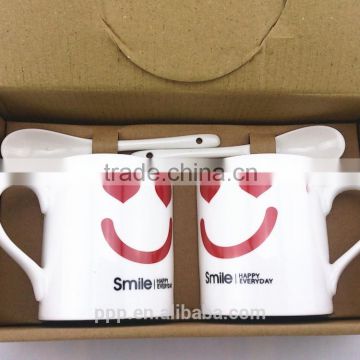 Porcelain mug in stock/cute ceramic cup smile mug/ high quality and cheap ceramic mug