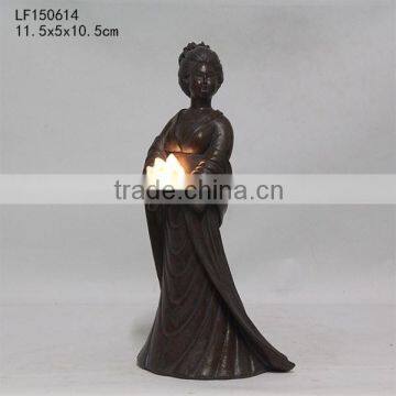 resin shy girl statue led light