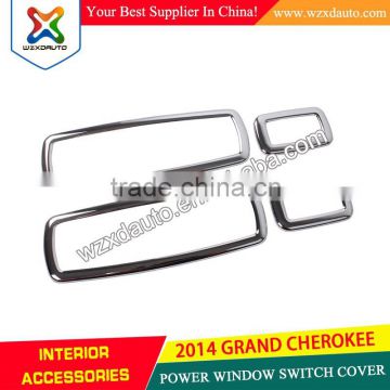 GRAND CHEROKEE 2014 POWER WINDOW SWITCH COVER 14 JEEP ACCESSORIES ABS CHROME 4PCS PER SET