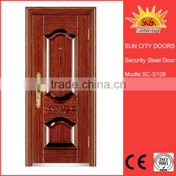 SC-S108 2016 new style pressed panel steel door skin,iron door designs