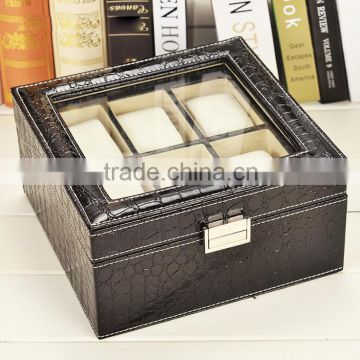 Chinese factories wholesale custom PU 6 watches boxes, leather fashion beautiful gift box