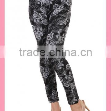 Ladies fashionable Jeans leggings with flower printing