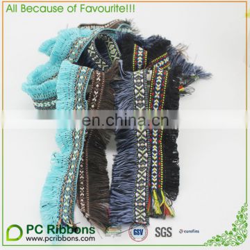 Popular 5.0cm embroidered woven fringed jacquard ribbon
