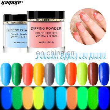 Best price color supplier decorate Noctilucent dipping nails system glow in dark powder acrylic powder