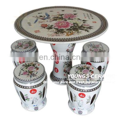 Beautiful Jingdezhen Hand Painted Porcelain Garden Table And Chair Stool Set