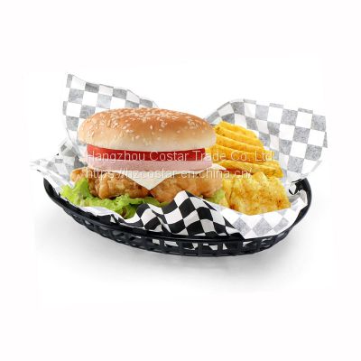 Plastic Fry Fast Food Basket Bread Baskets Oval-Shaped Tray Restaurant Supplies, Deli Serving Bread Basket for Chicken, Burgers, Sandwiches & Fries