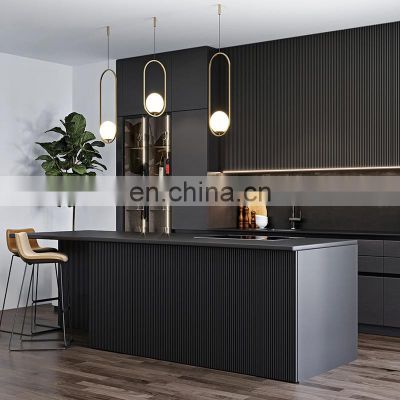 Gray Glossy Kitchen Cabinets Solid Wood Kitchen Cabinet Modern Mueble De Cocina kitchen