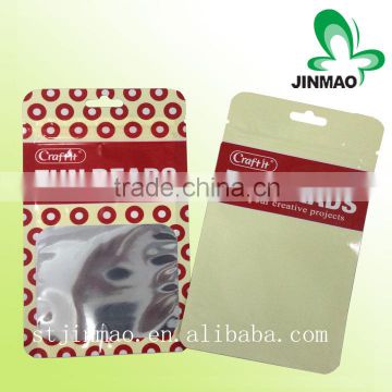 Three side sealed zipper bags with window