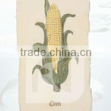 Polyresin wall plaque with corn