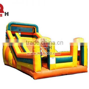QHIS08 Colorful Outdoor Inflatable Slide with Two Mini Arcaways