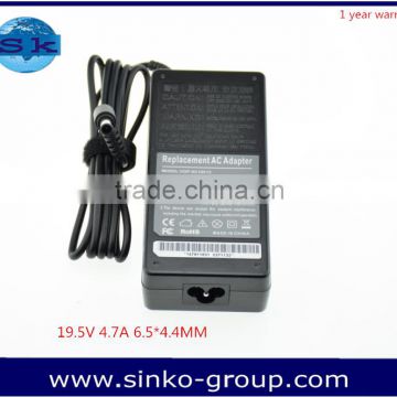Good qualtiy laptop ac/dc adapter power supply 19.5V 4.7A 6.5*4.4MM For Sony