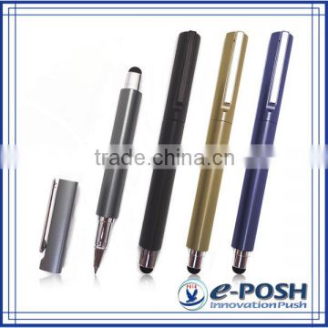 Triangle aluminum extrusion barrel touch screen roller ball point pen with stylus
