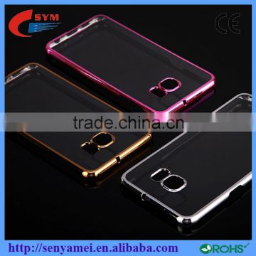 2015 new design electroplating transparent pc back cover case for samsung s6 edge plus