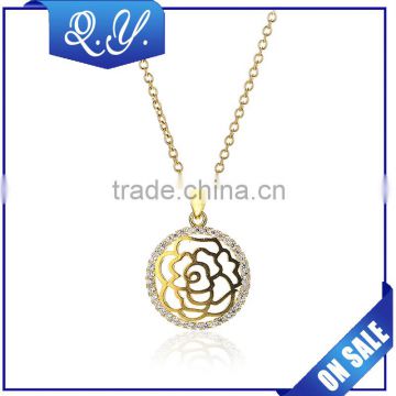 Fashion Fake Gold Chain Necklace Handwork Jewelry Flower Shaped Pendant Necklcae