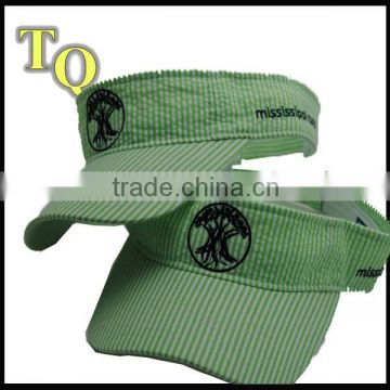 fashioon white and green seersucker girl's UV visor cap