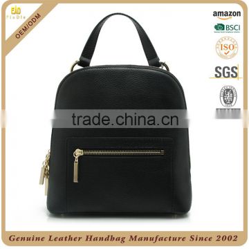 Guangzhou vendor genuine leather backpack, black leather backpack, custom lady leather backpacks for your brand