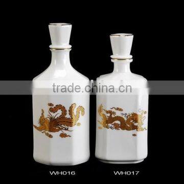 decorative vase , ceramic bottle,ceramic wine bottle,golden decal