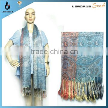 tassel fringe cheap pashmina jacquard scarf shawl