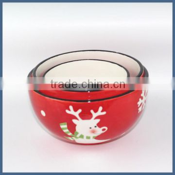 Best selling christmas product reindeer ceramic soup bowl