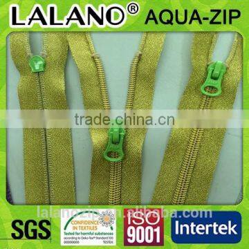 5# plastic bag with golden zipper open end with OEKO TEX 100 cetificated