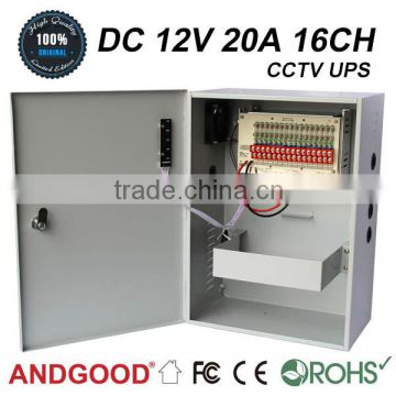 12V DC 20A 16 outpus cctv ups power supply with battery back up function