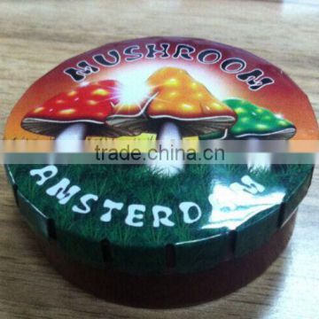 fancy printing round small carry-on tobacco tin box