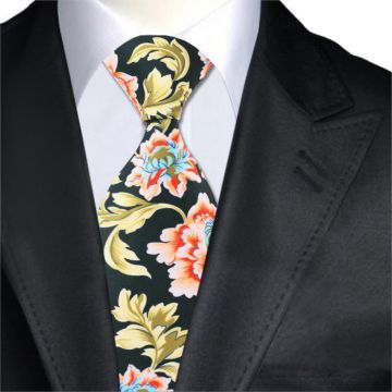 High Manscraft Orange Polyester Woven Necktie Self-tipping Silky Finish
