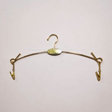 Wholesale Good Quality Socks Bra Underwear Hangers Gold Metal Hanger With 2 Clips Clothes Rack