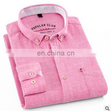 Hight quality Mens long sleeve plus size heather colors cotton linen casual shirts