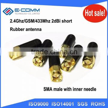 Hot sale!! 2.4Ghz OMNI 2dbi rubber Zigbee antenna short 3cm SMA male