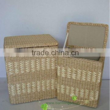 wholesale decorative handmade woven watergrass unique laundry basket