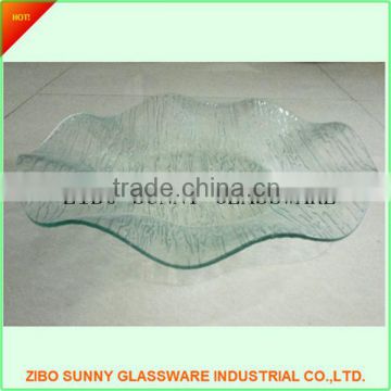 Hot selling! cleal and decal glass plate frilled edge.